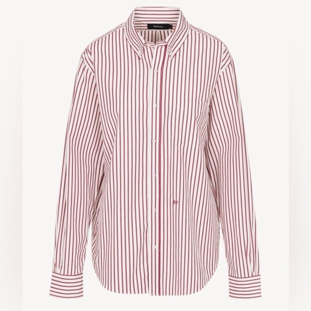 Realisation Par Red and White Striped Dress Shirt